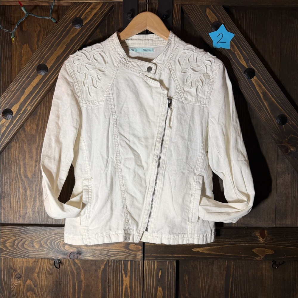 Maurices Cream Unique Moto Jacket – Size Large